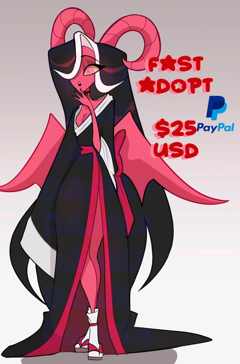 HELLO! ＼(≧▽≦)／
 Here's another quick adopt(๑˃ᴗ˂)ﻭ  

Please send me a DM if you are interested  (* ´ ▽ ` *)

  ⋆˚࿔#Adopt #OC #HazbinHotel #HelluvaBoss