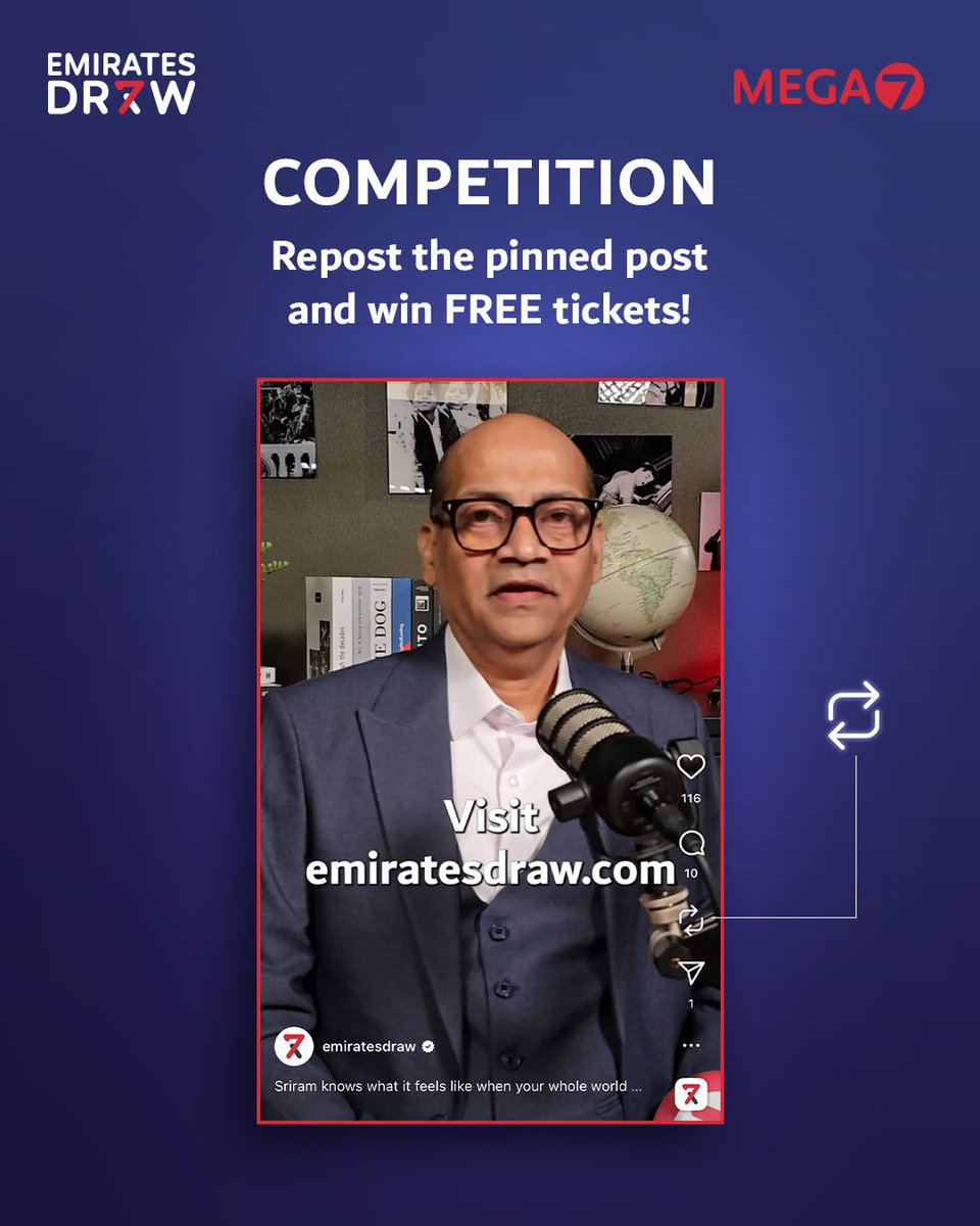 emiratesdraw's tweet photo. Repost our pinned post and win FREE tickets! 🎟️

✅ Comment using #EmiratesDraw⁣⁣ ✍️
✅ Follow, like, and share⁣⁣ ❤️➡️
✅ Tag 3 friends⁣⁣

One winner will be announced on stories tomorrow. 📲

*T&amp;Cs Apply

#EmiratesDraw #ForABetterTomorrow #Global https://t.co/jLIbW5RrtD