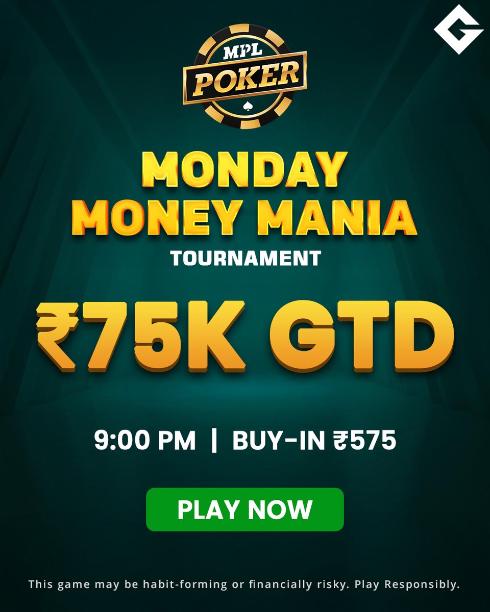 GutshotMagazine's tweet image. Kickstart your week with big wins on MPL Poker 🃏

Join the ₹75K GTD Monday Money Mania tournament and play for glory!
🕘 9:00 pm | 💰 Buy-in: ₹575

🔗 Register now: tinyurl.com/GSMPLPoker

#OnlinePoker #PokerGrind #PokerNight @mpl_poker