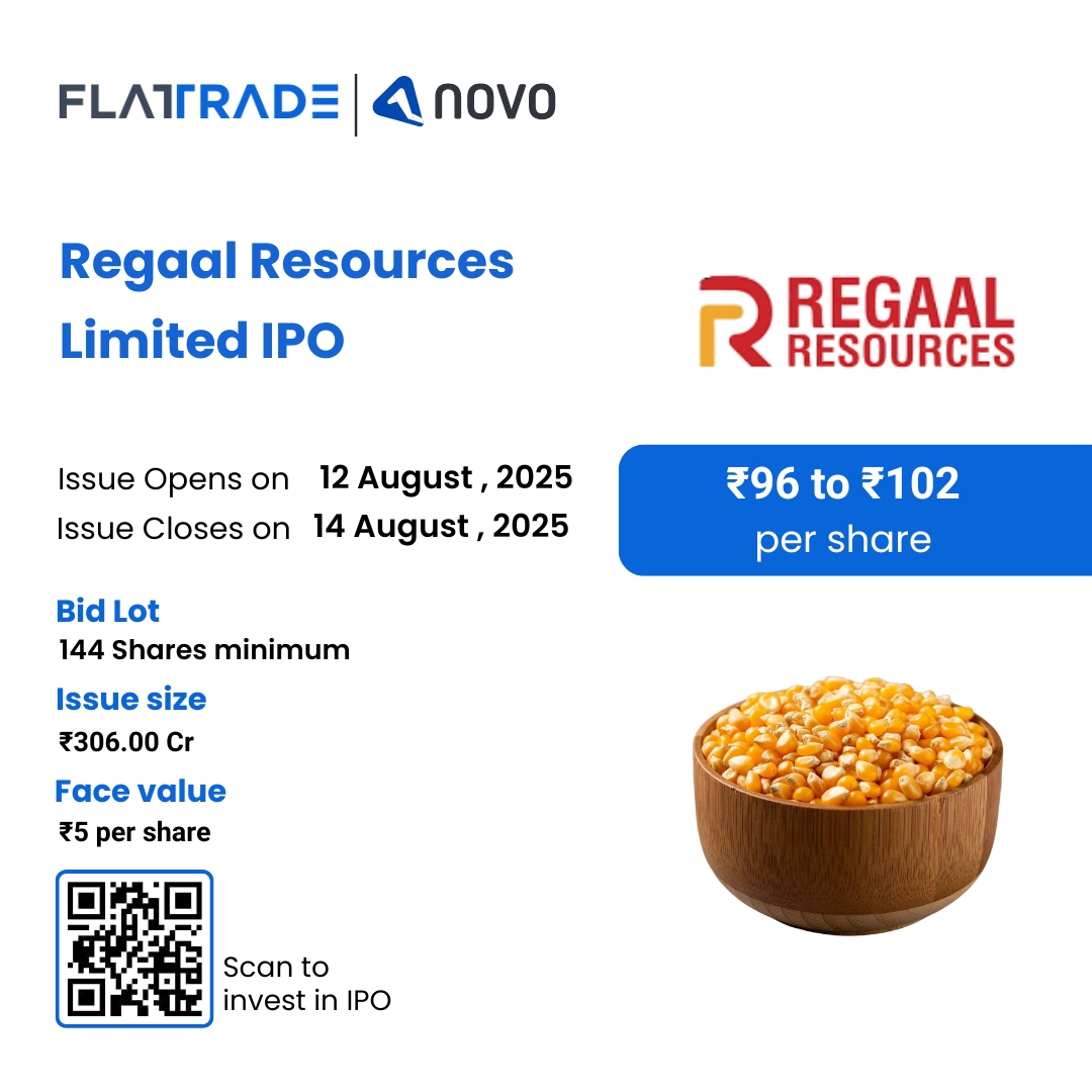 Flattradein's tweet photo. 🌽 Regaal Resources brings its IPO to investors.
A diversified agri-based manufacturer with strong domestic & export presence. 📈
Apply for IPO: https://t.co/tTbo5k83kW
Know more: https://t.co/ATr7azZWKL
#RegalResourcesIPO #AgriProcessing #FoodIndustry #IPOWithFT #IPOAlert #IPO #ipoallotment #IPOGMP #Flattrade
