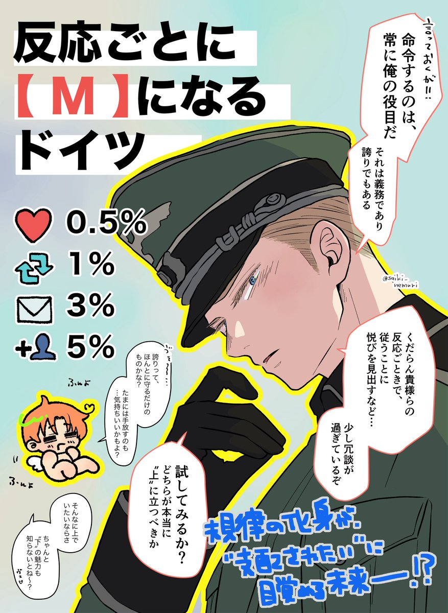 💛反応ごとにＭ化するドイ💛

君の反応で、命令しか知らない軍人が、“従う快感”に目覚めちゃう──！？