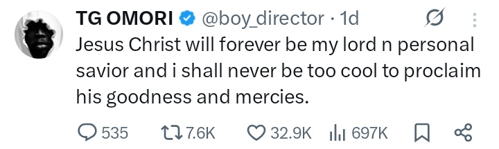 instablog9ja's tweet photo. TG OMORI on his faith. https://t.co/zxCH2iMGNZ