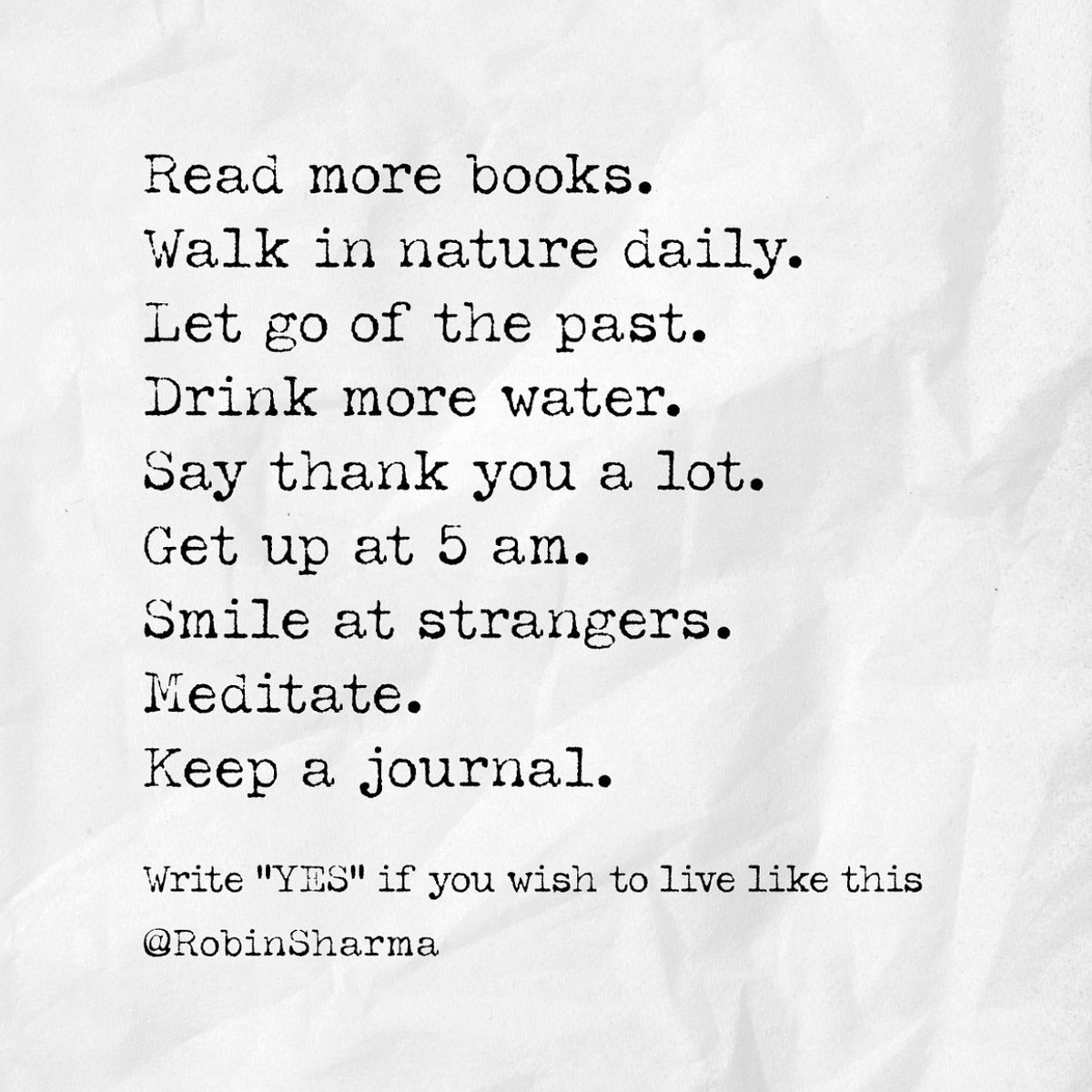 Write “YES” if you wish to live like this. 🙏🏽

My very best wishes,
Robin
