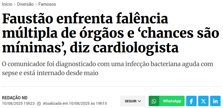 Instituto Paulinho Pavesi (@paulinhopavesi) on Twitter photo Acho que vamos precisar de mais órgãos, <a href="/padilhando/">Alexandre Padilha</a>.
Gostaria de entender os pré-requisitos:
Paciente com 75 anos de idade, com sepse, um transplante de rim que falhou e completamente debilitado.
Um rim e um fígado que poderiam salvar alguém que de fato poderia sobreviver, foi Acho que vamos precisar de mais órgãos, <a href="/padilhando/">Alexandre Padilha</a>.
Gostaria de entender os pré-requisitos:
Paciente com 75 anos de idade, com sepse, um transplante de rim que falhou e completamente debilitado.
Um rim e um fígado que poderiam salvar alguém que de fato poderia sobreviver, foi