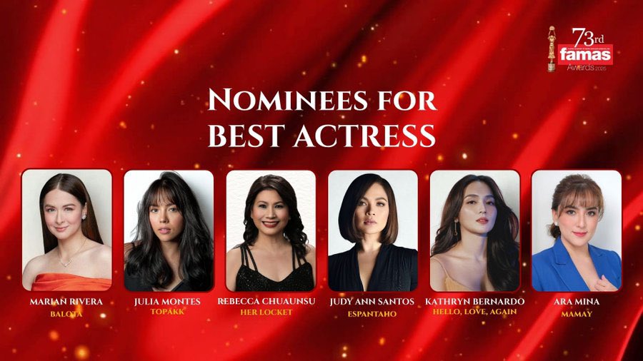 OFCJuliaMSquad's tweet photo. JULIA MONTES is nominated as Best Actress for Topakk in 73rd FAMAS Awards.

It’s already an honor to be recognized alongside these beautiful and talented actresses. We are so proud of  you, @yourjuliamontes!

#JuliaMontes
#Topakk
#73rdFAMAS https://t.co/43n65l7oMM