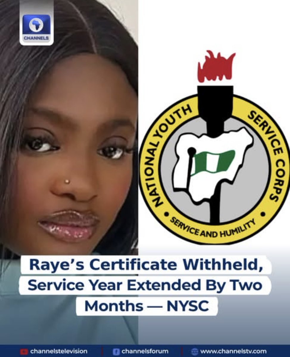 The NYSC has withheld Ushie Rita Uguamaye's certificate and extended her service by two months due to her absence during the April 2025 biometrics clearance. The NYSC denies that her criticism of President Tinubu's administration influenced the decision.