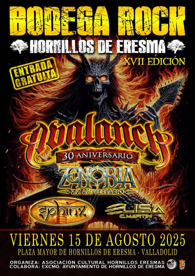 Asi suena el XVII Bodega Rock

keeptheflame.es/pyl/reportajes…

<a href="/AvalanchOficial/">Avalanch</a> 
<a href="/zenobiabanda/">Zenobia</a> 
<a href="/Sphinx_Oficial/">Sphinx</a> 
<a href="/_elisacmartin_/">Elisa C.Martin</a>