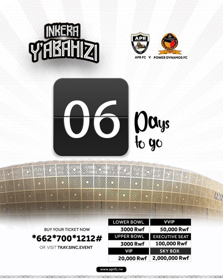 rigogaruth's tweet image. Harabura iminsi 6 ngo #APRFC yakire #Dynamos mu #InkeraYAbahizi. 

Rutahizamu MAMADOU Sy ni rutahizamu utegerejwe muri #AmahoroStadium mu mikino ya Gicuti 6 bakinnye amaze gutsinda ibitego 5.

Inkuru mbarirano iratuba 😃

KANDA *️⃣6️⃣6️⃣2️⃣*️⃣7️⃣0️⃣0️⃣*️⃣1️⃣2️⃣1️⃣2️⃣#️⃣