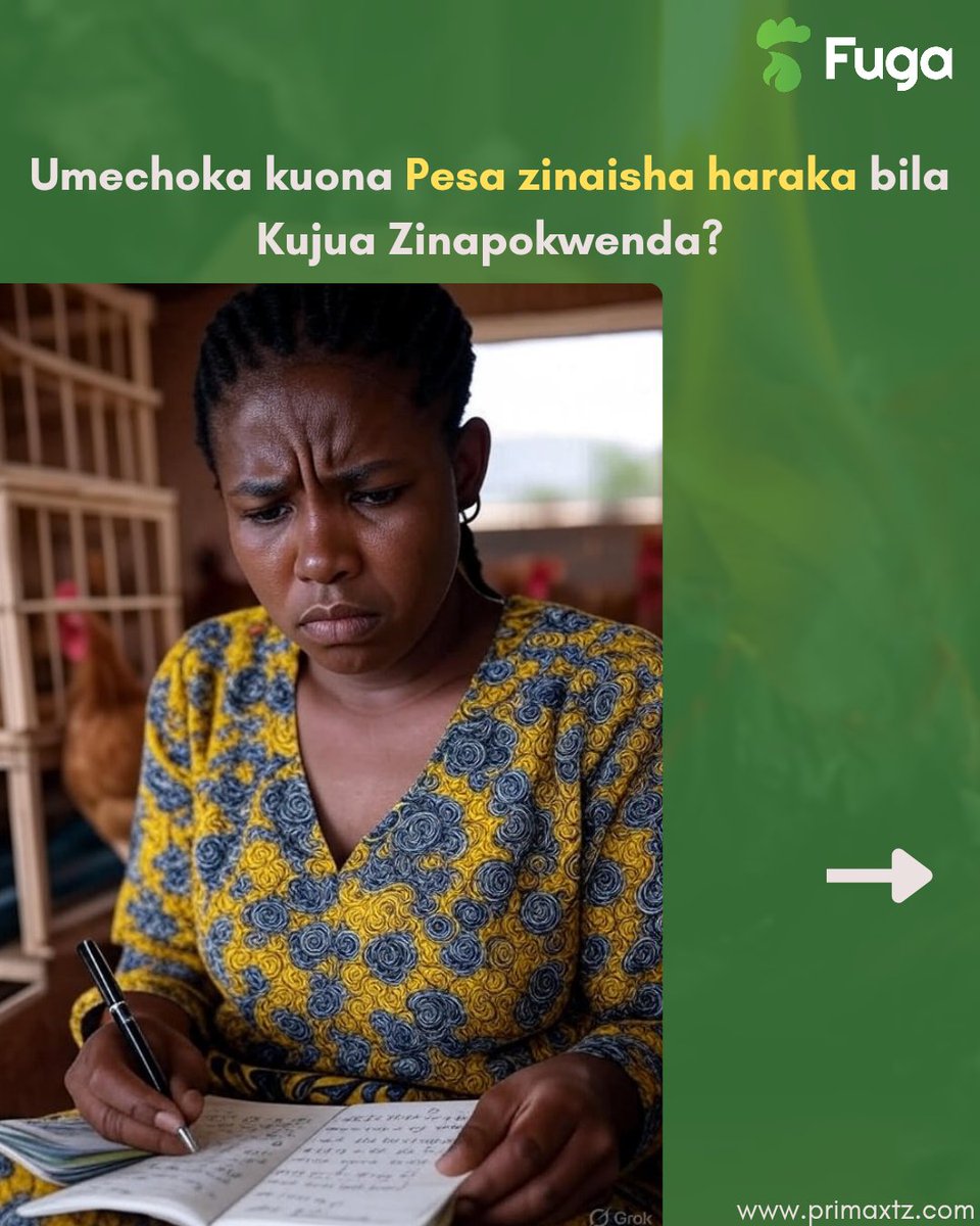 Fuga_App_Primax's tweet photo. Unaweza kurekodi matumizi yako yote na kufahamu Gharama za Kuku Mmoja ndani ya Fuga

Ingia 'Matumizi' alafu uanze kurekodi taarifa zako

Kisha ingia 'Ripoti',upate taarifa zako zote za mradi wako https://t.co/VfAEQpFnBP