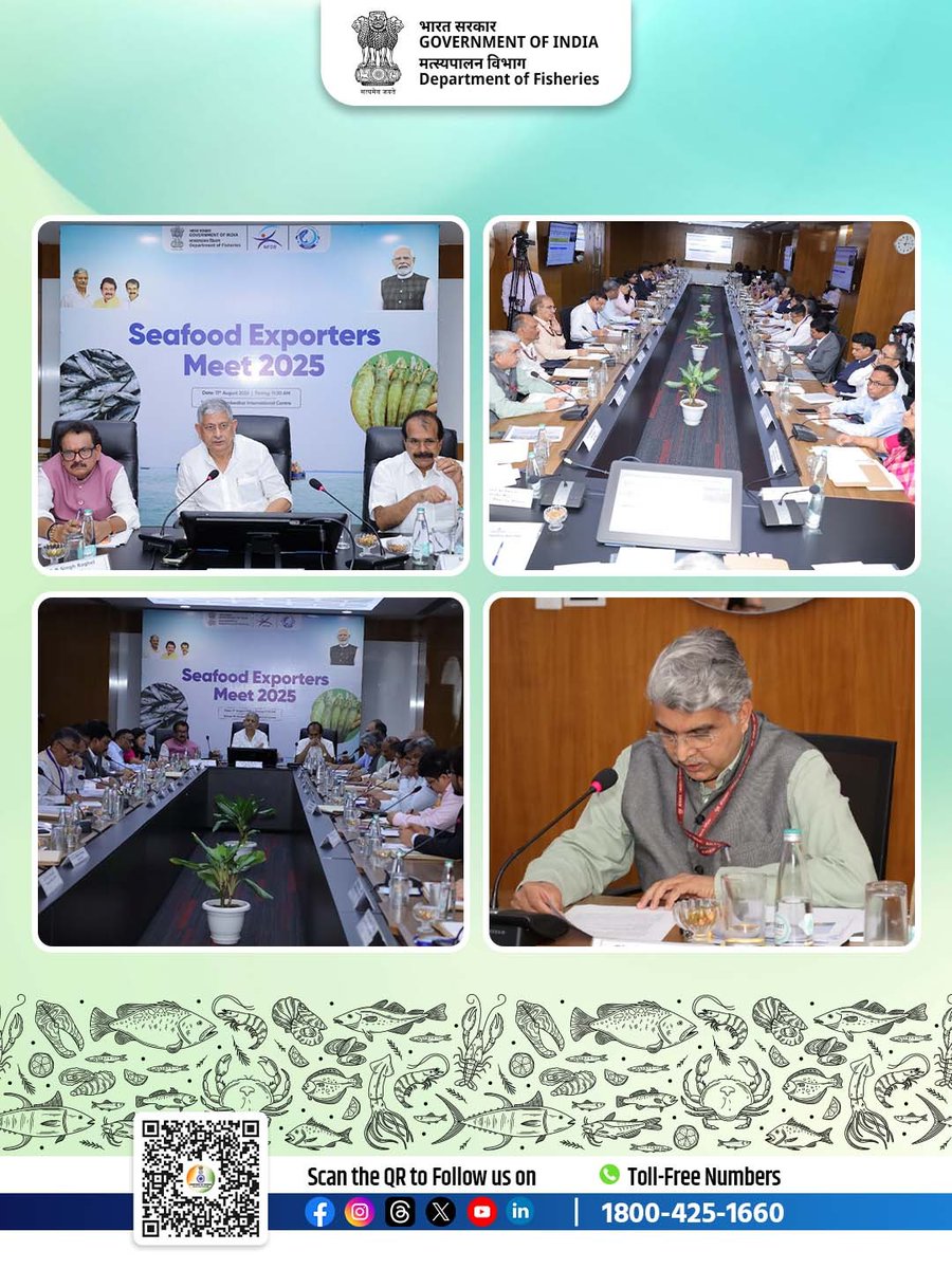 Shri Sagar Mehra, Joint Secretary, Department of Fisheries, delivered a comprehensive presentation at the Seafood Exporters Meet 2025 held at Dr Ambedkar International centre, New Delhi focusing on opportunities, challenges, and growth potential in India’s seafood export sector.