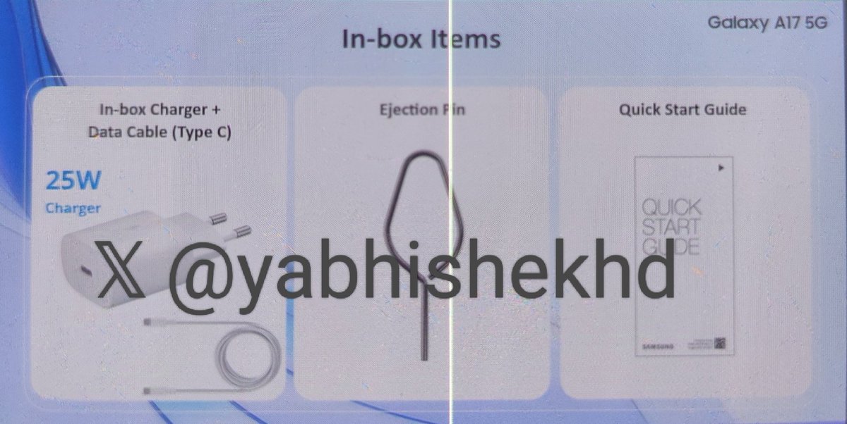 yabhishekhd's tweet photo. Samsung Galaxy A17 will come with a charging adapter included in the box for the Indian market. https://t.co/aH3QUr4k4u