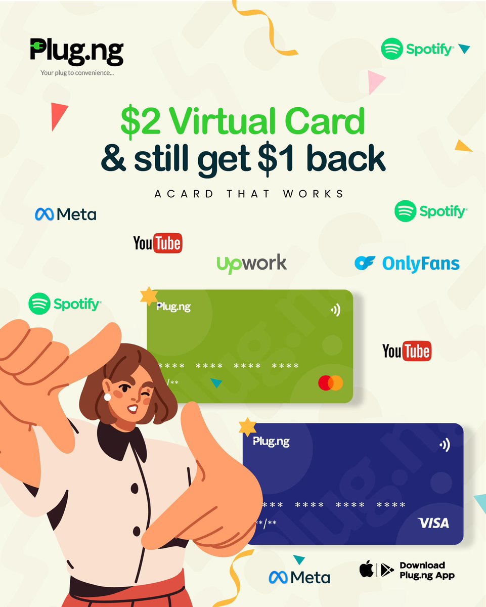 Remi_AFR's tweet photo. Just imagine a place where you can get a cheap virtual card and you can even have more than one, you heard me right!
You can have more than one virtual card on @plugng24
Download / Register here https://t.co/bkaSG8uoeq…
#CheaperWithPlug #Pluglt https://t.co/GWdyNOCL3O