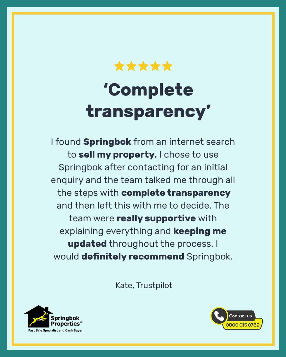 springbokprop's tweet photo. If #completetransparency is what you want from your #housesale, go to: https://t.co/04KkEUOnyB 
#sellwithSpringbok #customerreview #feedback #testimonial #keptmeupdated  #supportive #recommended #definitelyrecommend #reviews https://t.co/Yzor46msD7