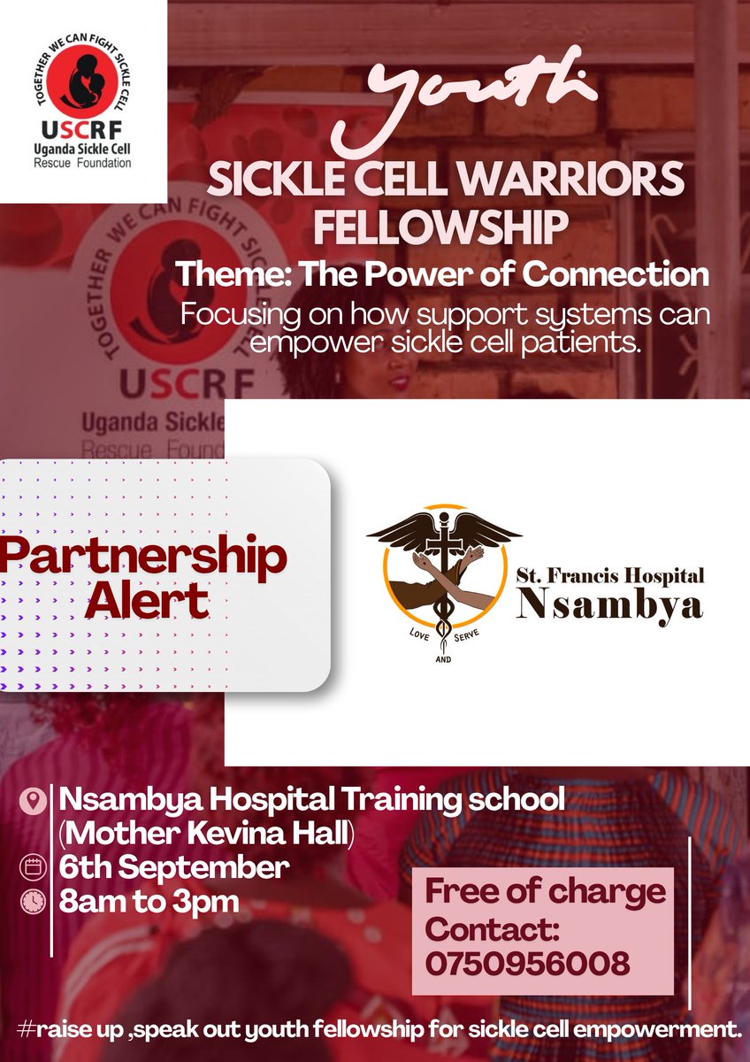 Uganda Sickle Cell Rescue Foundation (@uscrfuganda) on Twitter photo Welcoming Nsambya Hospital among our Sponsors for the Youth Sickle Cell Warriors Fellowship happening on 6th September 2025 at Nsambya Hospital Training School.
We are grateful for your dedication to our goal of creating a Sickle Cell Free Uganda
<a href="/NsambyaHospital/">St. Francis Hospital Nsambya</a> Welcoming Nsambya Hospital among our Sponsors for the Youth Sickle Cell Warriors Fellowship happening on 6th September 2025 at Nsambya Hospital Training School.
We are grateful for your dedication to our goal of creating a Sickle Cell Free Uganda
<a href="/NsambyaHospital/">St. Francis Hospital Nsambya</a>