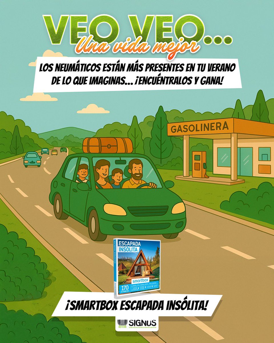 signusecovalor (@signusecovalor) on Twitter photo ¡Gana una escapada insólita para este verano!
Veo veo... Nosotros vemos una nueva vida creada a partir de neumáticos, ¿y tú?
Pista: No está en el coche, pero sin ella no vas a ningún sitio.
Participa así:
1. Haz like y síguenos en <a href="/signusecovalor/">signusecovalor</a>
2. Comenta dónde están los ¡Gana una escapada insólita para este verano!
Veo veo... Nosotros vemos una nueva vida creada a partir de neumáticos, ¿y tú?
Pista: No está en el coche, pero sin ella no vas a ningún sitio.
Participa así:
1. Haz like y síguenos en <a href="/signusecovalor/">signusecovalor</a>
2. Comenta dónde están los