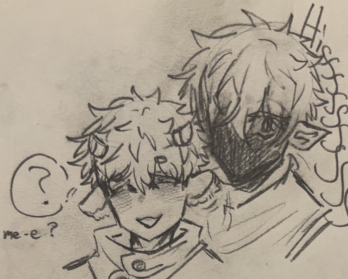 🐍🐐 5️⃣🐯 AU ;3
(Missed drawin them hehe)
Goyuu/五悠

🐐!🐯: *Goat noises*
🐍!5️⃣: *Snake hissing*