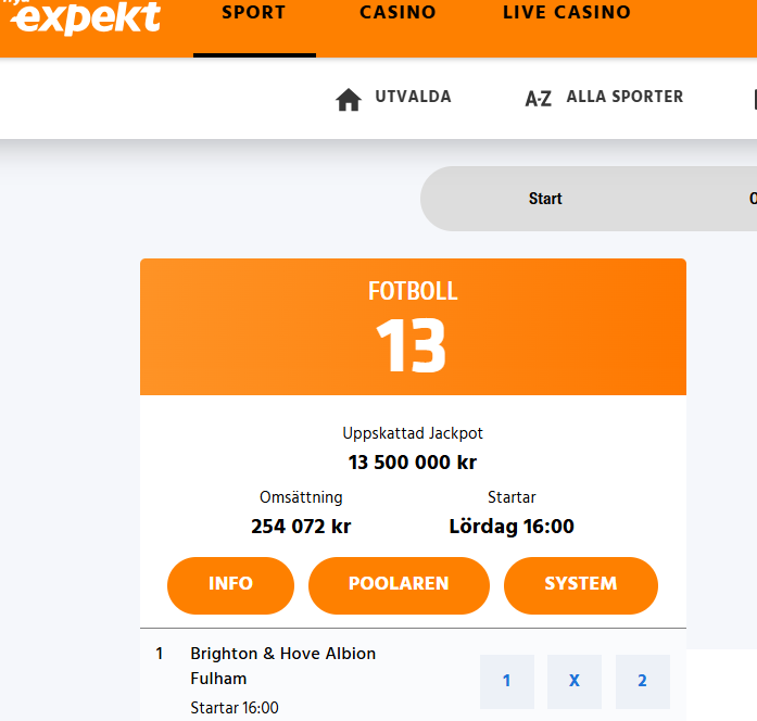 Äntligen startat Premier League. Självklart med kupongen på lördag och jackpotten 13.5 miljoner SEK!
expekt.se/sports#pool-be…