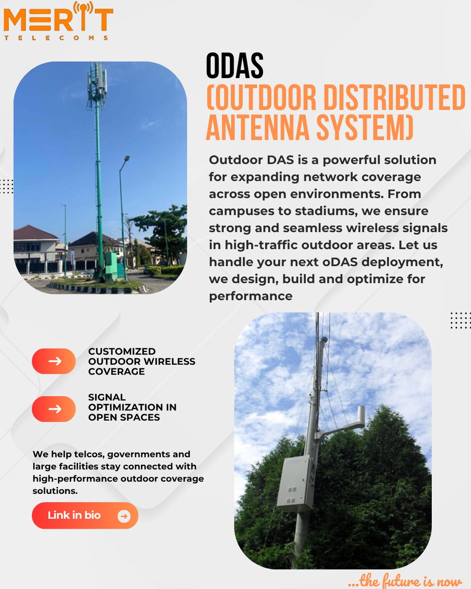 MeritTelecoms's tweet photo. Get connected, anywhere! Our oDAS systems provide robust outdoor coverage for businesses, events, public spaces and even in the most challenging environments.

#merittelecoms #odas #connectivity #outdoorcoverage https://t.co/GECvZCRCj5