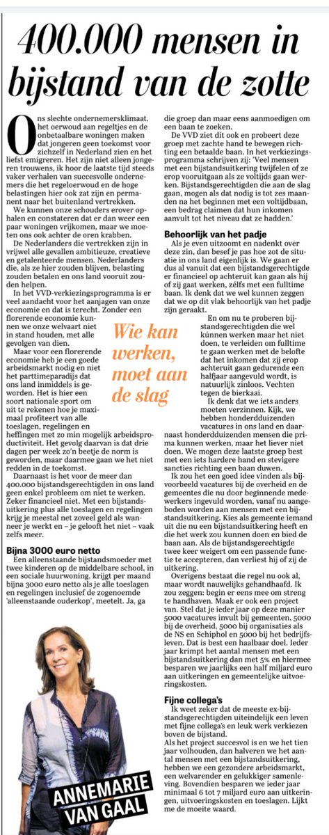3000 euro inclusief alle toeslagen voor een bijstandsmoeder. Tja, probeer die maar eens aan het werk te krijgen. De VVD heeft overigens bijna 20 jaar aan de knoppen gezeten.

Zeer goed stuk van Annemarie van Gaal 🎯👇