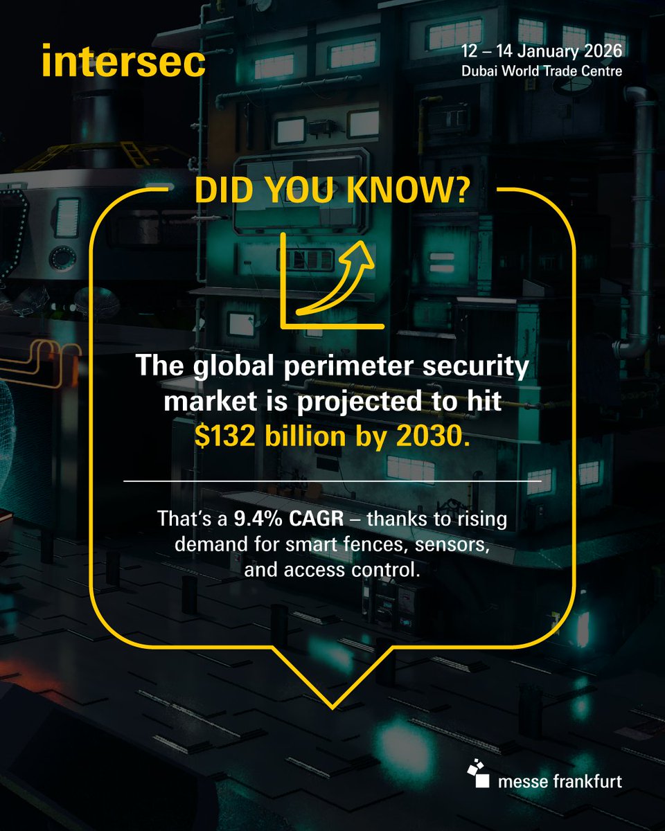 intersecglobal's tweet image. Security is no longer reactive - it’s intelligent, connected, and predictive. As cities grow smarter and threats evolve, the technologies protecting us are stepping ahead of the curve.

Enquire to exhibit – ow.ly/obNH50WyuPl

Source - Grand view research.

#IntersecExpo