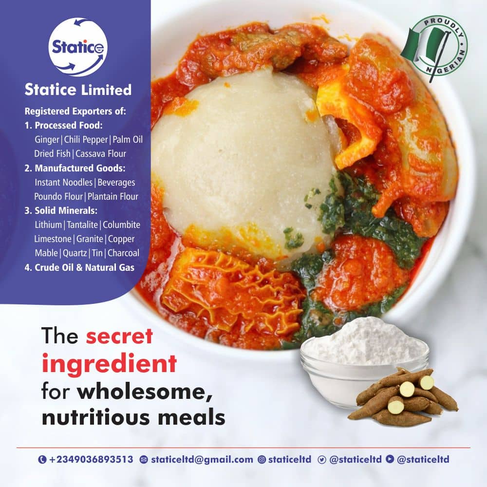 bey_monsour's tweet image. &quot;Nigerian cassava flour – versatile, healthy, and ready for export. Contact us for bulk orders.&quot;
#CassavaFlour #FoodExport #GlobalTrade #staticeltd