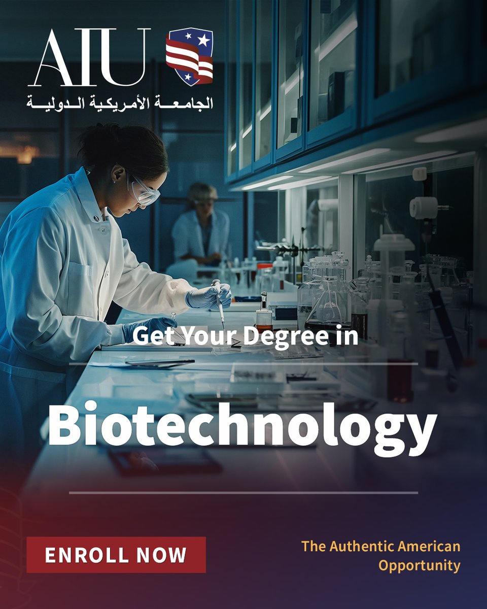 قدم على برنامج بكالوريوس التكنولوجيا الحيوية
في الجامعة الأمريكية الدولية، وابدأ مستقبلك معنا!

.التقديم مفتوح للفصل الدراسي الأول 2025! قدم اليوم وابدأ رحلتك في الجامعة الامريكية الدولية
.

Apply for AIU’s Bachelor of Science in Biotechnology.

Applications are now open for Fall