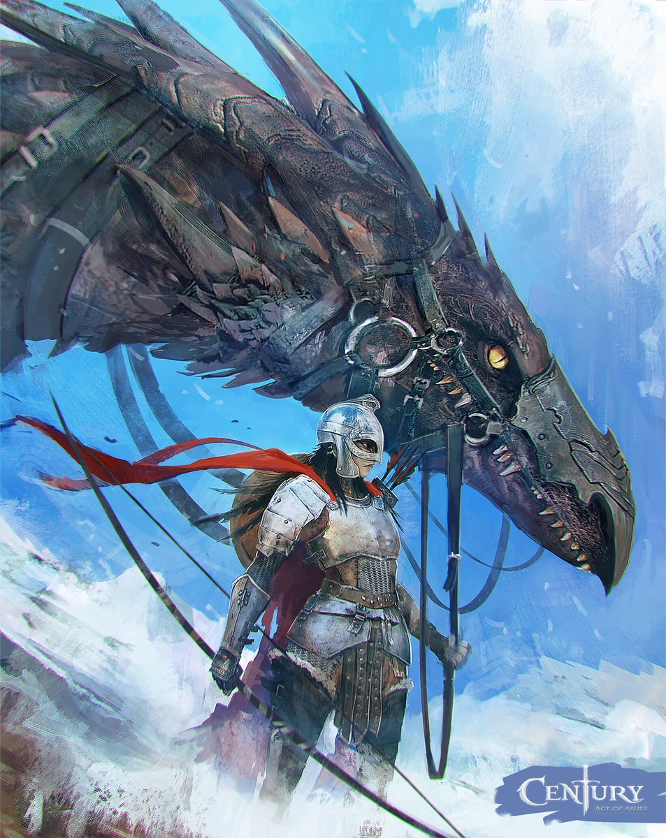 Dragon and Rider - 
Century, Âge of Ashes, Playwing, early concept illustration