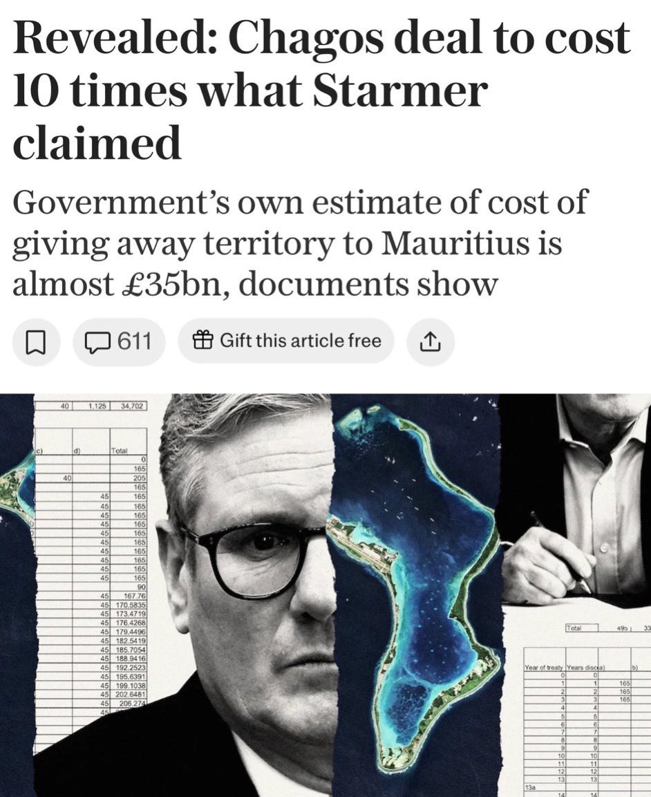 The Labour government’s self made £50bn black hole:

Three examples of misspending:

💰 £30bn spend on carbon capture machines.

💰£30bn a year on net zero

💰 £35bn spent on the Chagos deal.

They are wilfully throwing around taxpayers’ money on monumental acts of folly.
