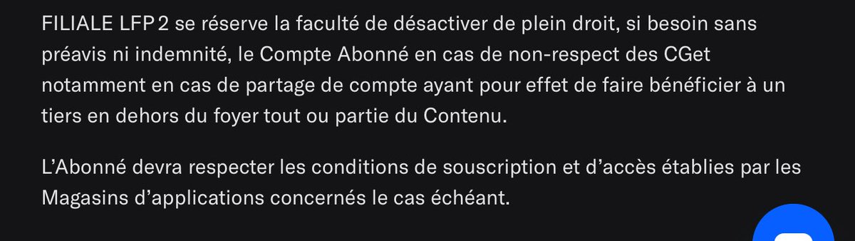 PierrotCooper's tweet photo. @ligue1plus @Ligue1 Voilà ce qui est écrit dans vos CGA. N’est-ce pas en contradiction avec le principe annoncé publiquement sur vos réseaux et dans L’Equipe concernant le partage de compte entre deux foyers simultanément ? https://t.co/iYT2zSezSG