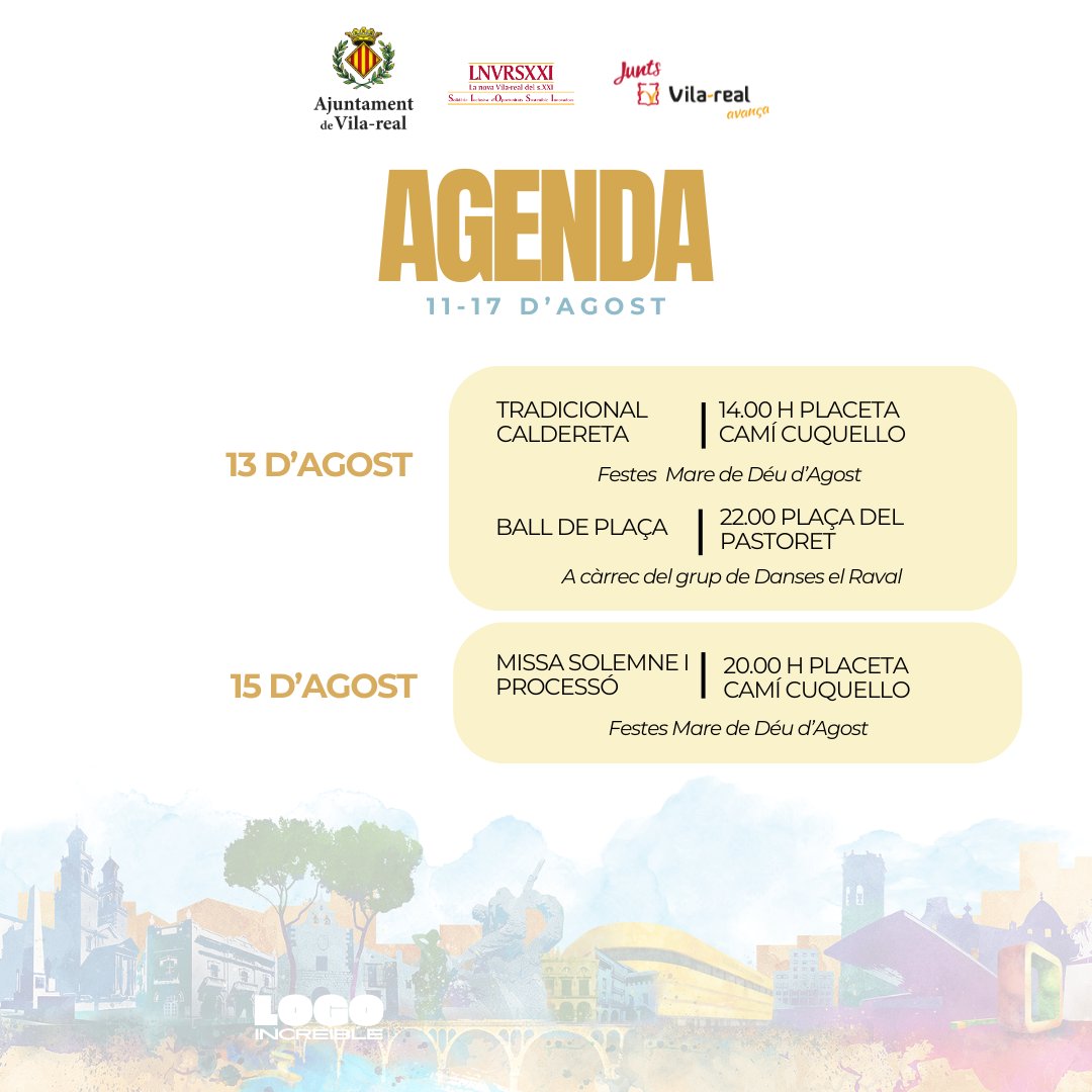 🎭 AGENDA CULTURAL DE LA SETMANA

Viu l'estiu amb música, espectacles per al públic familiar, tallers de dansa o tradicions que ens connecten amb les arrels. 🌟
🗓️ Consulta l’agenda de la setmana i tria el teu pla preferit... o apunta-t'ho tot!

✨ Participa, comparteix, gaudeix!