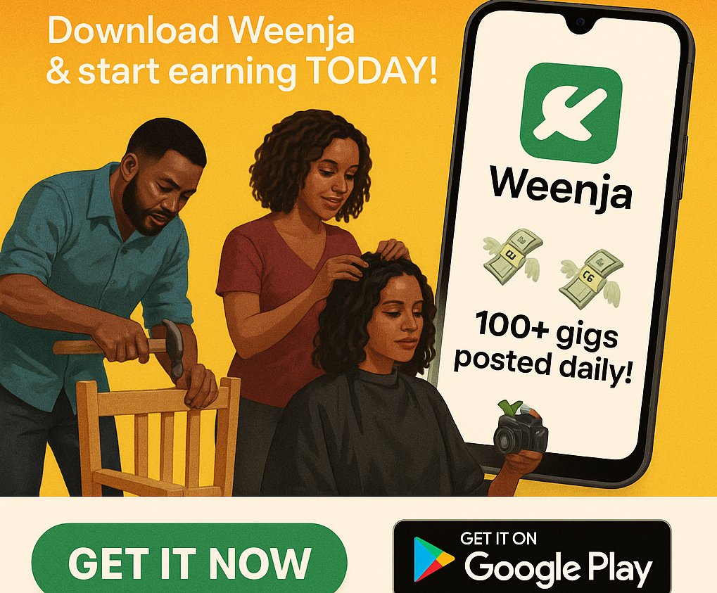 weenja_official's tweet photo. WEENJA’S GOT  GIGS WAITING FOR YOU!
📲 Download, post your talent, start getting clients
💸 Earn daily – carpentry, photography, hair &amp; more!
⏳ Sign up NOW – clients are hiring!
https://t.co/T542xJEvVE https://t.co/ZjvcXWcKap