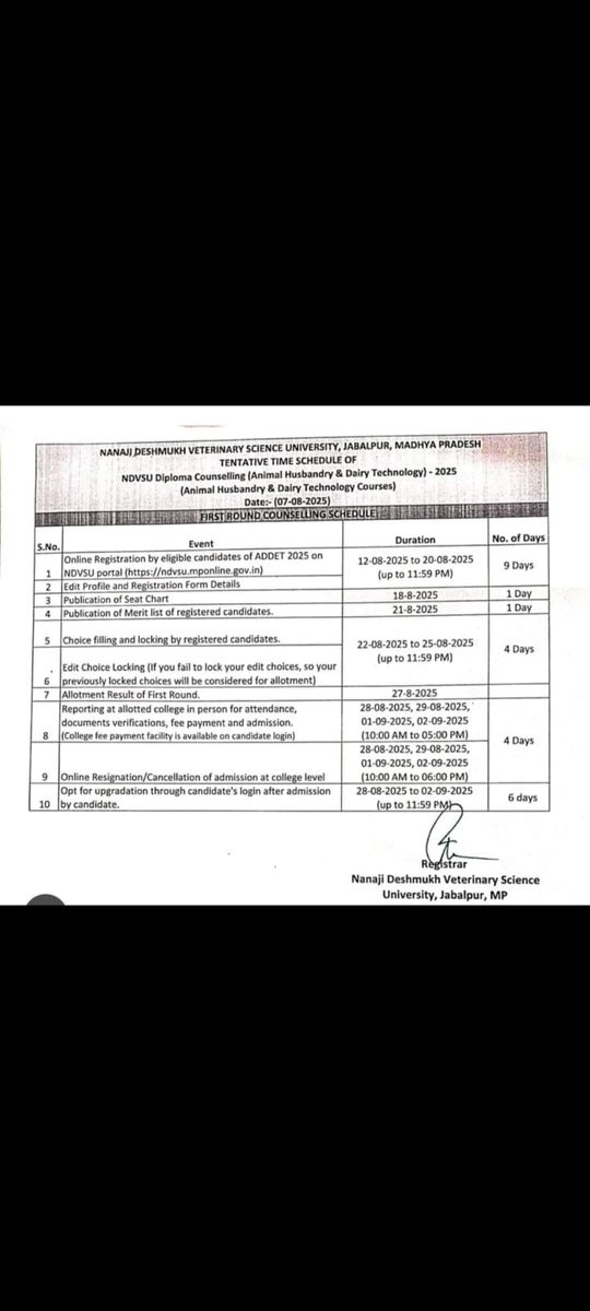 Vetrewa's tweet photo. NDVSU Diploma Councelling Schedule https://t.co/LCHMkEOM2D