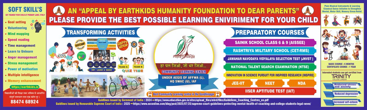 Taking cognition from comtomporaory coaching issues being faced by #teenagers &amp; #tween , Team <a href="/RootstoWingsGN/">Roots to Wings Gandhinagar</a> proposes to  create Community Lerning Centers within the communites for children of Armed Forces/CAPFs.
GOI 2025
education.gov.in/sites/upload_f…
SCI 2025
newindianexpress.com/explainers/202…