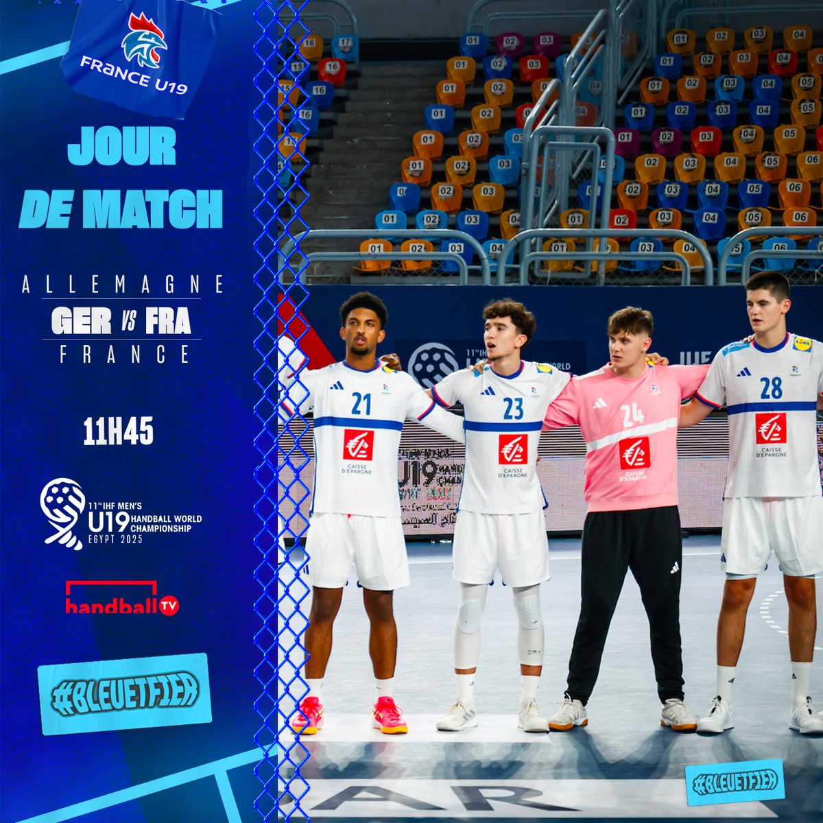 Place au tour principal ! 🔥

Les Bleus affrontent l'Allemagne dans le premier match du tour principal du Mondial IHF U19 ! 💪

#BleuetFier
