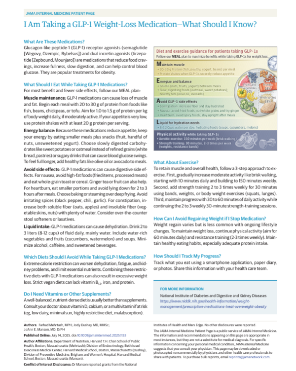 jama glp 1 JAMA Internal Medicine patient information on GLP-1 medications.  https://t.co/eaH2CIG333