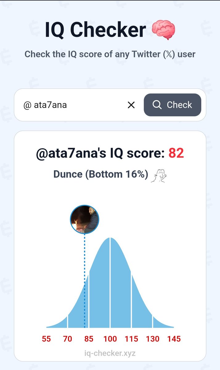 ata7ana's tweet photo. @nabu_lines 
"82? 😏
I think IQ Checker forgot to check its own IQ..." https://t.co/84ZxrgyVzj