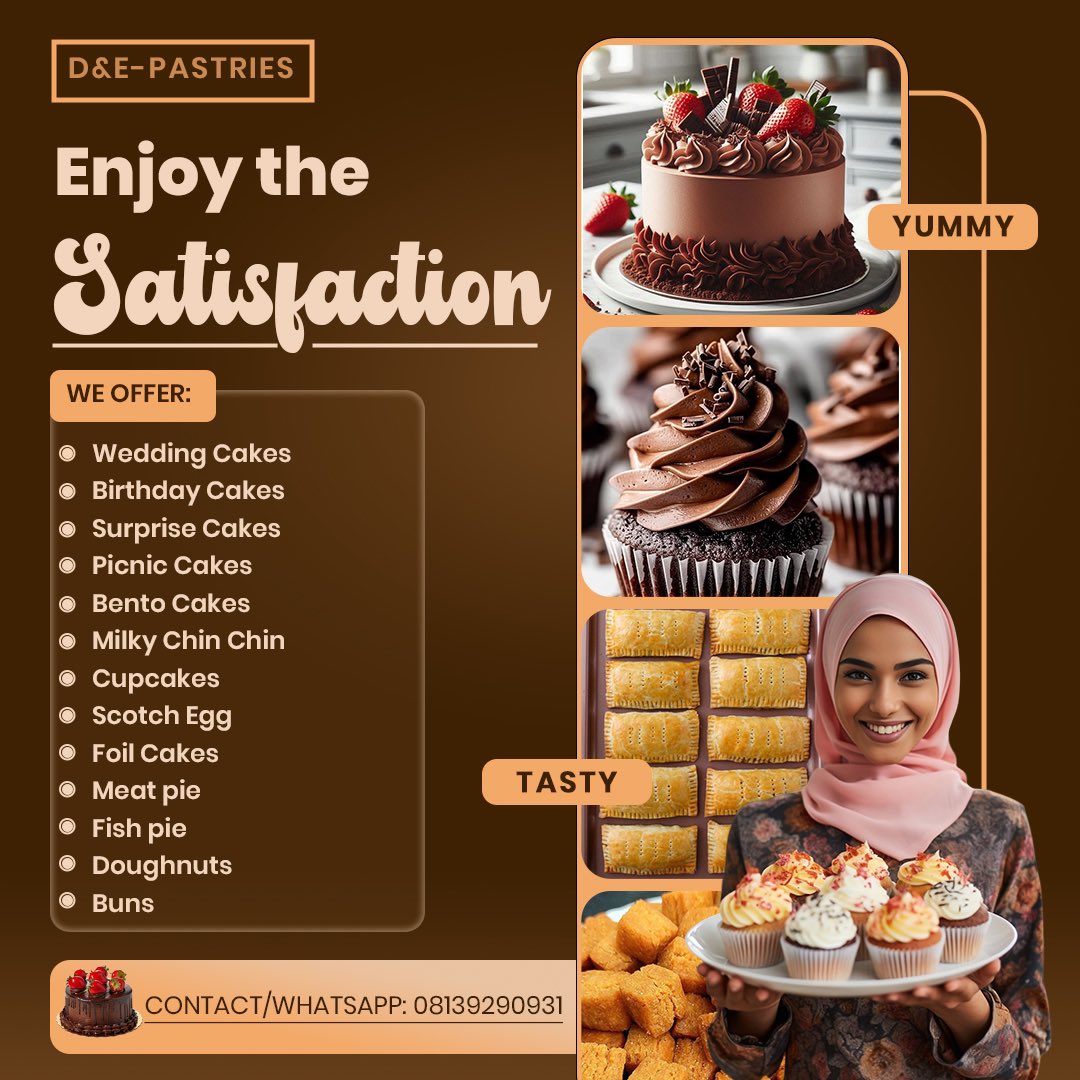 Mizta_ice's tweet photo. DAY 1
Freshly baked visuals for freshly baked treats 🍰✨
This flyer blends rich colors, sweet imagery & clear text to make the brand irresistible.
#FlyerDesign #BakingBrand #GraphicDesign
#tarius5dayschallenge #branding #BBNaijaS10 #deprem #fabrizio #Creative https://t.co/stFuJlBCYf