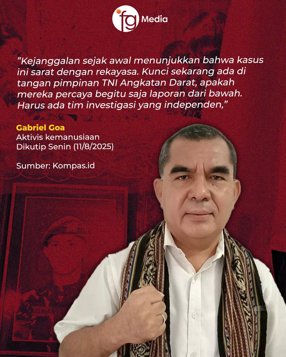 officialfgmedia's tweet image. 3 kejanggalan yang muncul dalam kasus kematian Prada Lucky!  Swipe hingga slide akhir buat tahu lengkapnya &amp;gt;&amp;gt;&amp;gt;

#PradaLucky #TNI #Kekerasan #FGMedia #FGNewsUpdate