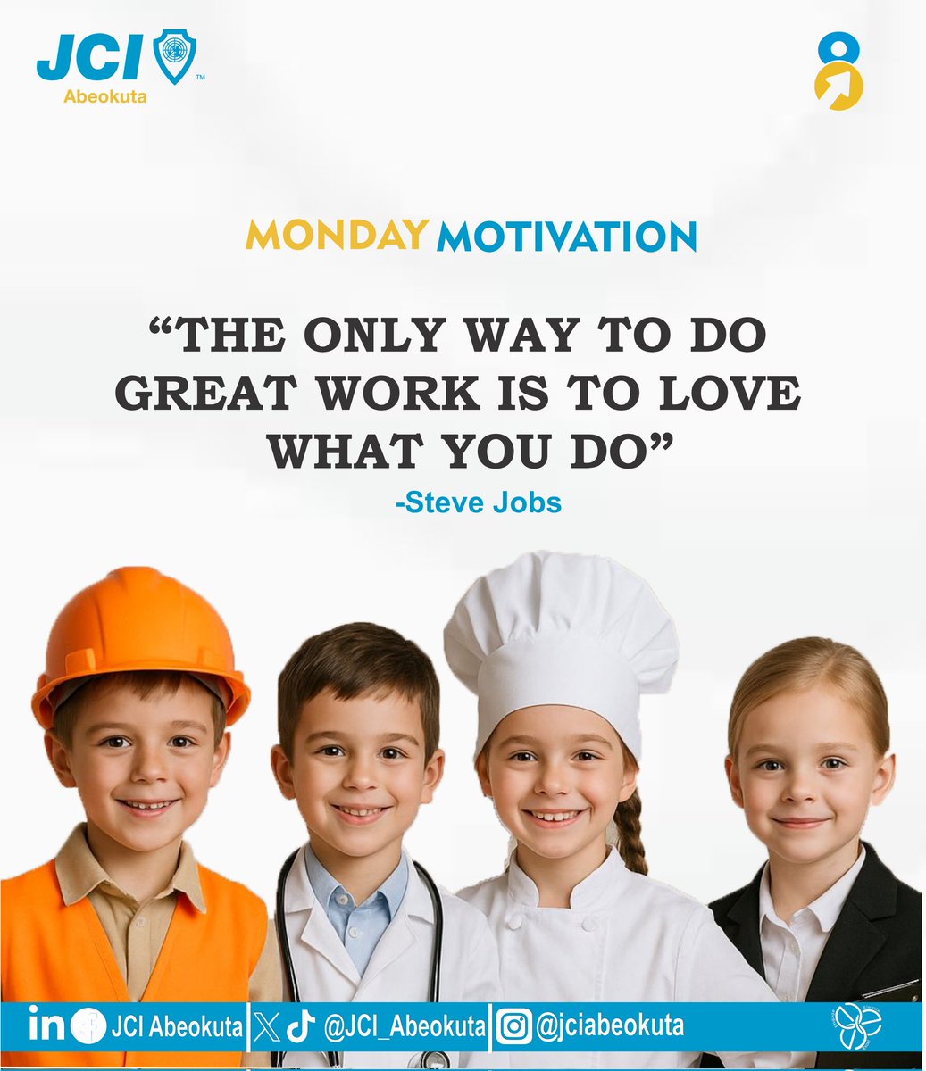 JCI_Abeokuta's tweet image. Happy Monday 😊

Lock in and always remember that &quot;Greatness comes from loving what you do&quot; - Handler ☺️

Welcome to a new week.

#mondaymotivation
#EngageElevateExcel
#JCIAbeokuta
#JCINigeria
#ELV8
#JCI