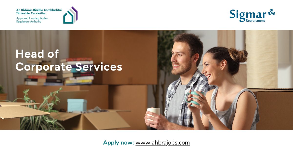 Sigmar Recruitment (@sigmarirl) on Twitter photo The <a href="/AHBregulator/">Approved Housing Bodies Regulatory Authority</a> is currently seeking a Head of Corporate Services to join their team.
📅Closing date: 8th September 2025 at 12 noon
For more information and to apply head to ahbrajobs.com The <a href="/AHBregulator/">Approved Housing Bodies Regulatory Authority</a> is currently seeking a Head of Corporate Services to join their team.
📅Closing date: 8th September 2025 at 12 noon
For more information and to apply head to ahbrajobs.com