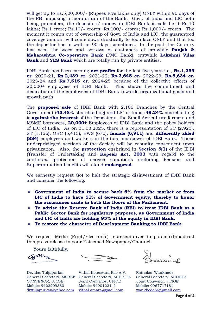 Press Release for IDBI Strike on August 11, 2025 #idbibank <a href="/ChVenkatachalam/">CH VENKATACHALAM</a> #AIBEA #MSBEF <a href="/DevidasTul23568/">Devidas Tuljapurkar</a>