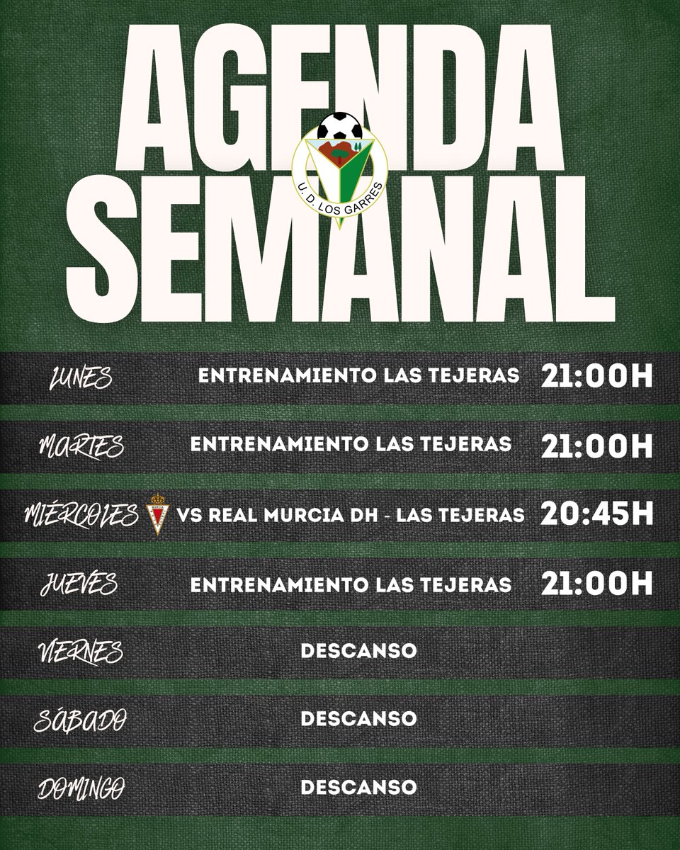 ¡Segunda semana de pretemporada!✌️🏻

Tres sesiones para seguir aclimatándonos y un partidazo ante el Juvenil División de Honor del <a href="/realmurciacfsad/">Real Murcia CF</a> 

¡A trabajar! 🏋🏻‍♂️

#VamosGarres