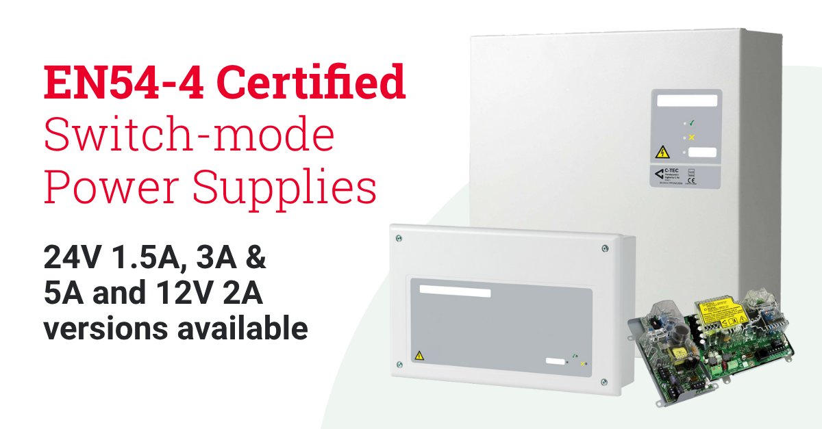 CTEC_UK's tweet photo. C-TEC’s very cost-effective range of EN54-4 certified 24V 1.5A, 3A & 5A and 12V 2A #switchmode power supplies are in stock and ready to order today. Read more: https://t.co/8xEK4hq6Sx
#powersupplies #firesafety #lifesafety #en54 #ukmanufacturing https://t.co/mBIX27VWQl