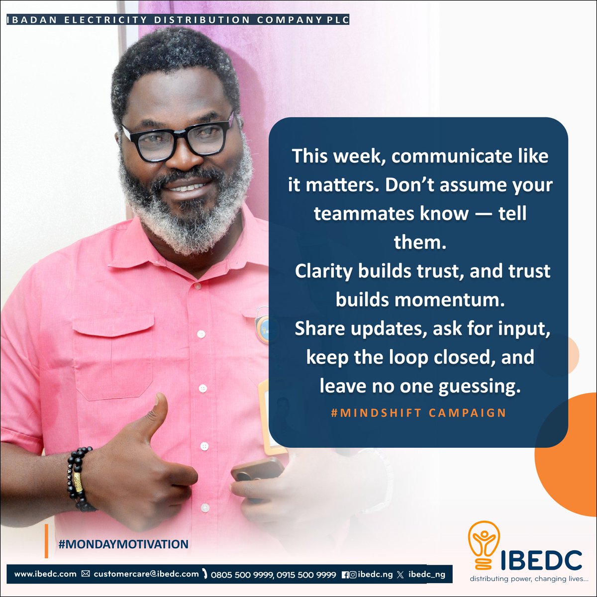 IBEDC_NG's tweet photo. This week, close the loop and drive momentum.
Don’t leave teammates wondering — give clarity, share progress, and finish what you start.
Momentum isn’t magic — it’s built through follow-through, trust, and consistent action.

#IBEDC #mondaymotivation #CloseTheLoop #Changinglives https://t.co/PCKfaXpsYM