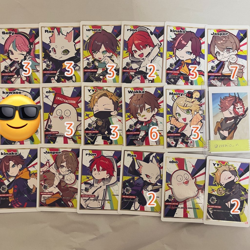 rrraio_n's tweet photo. 【交換】CRフェス 🦝 缶バッジ チェキ カード

譲：画像
♥️♠️ 🐹 🐕🍊 🦷 🐼 🐱 🅾️🅱️🅾️ y/y 🐶🐾 🍣🌙 🧣 🤍🖤 🐰🧚‍♂️ 🥩
求：👹＞👼＞＞☠＞定価＋送料

カードはチェキとの交換
当日現地交換＞郵送
お気軽にお声掛けください🌱 https://t.co/KUlY0AVduW