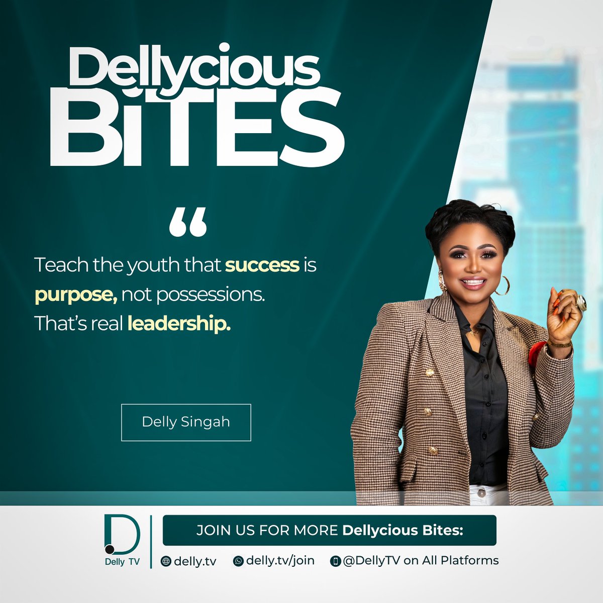 _dellytv's tweet photo. True leaders value impact over possessions, guiding the next generation to pursue meaning and shape a visionary future.
#DellyTV #RealTalkAboutRelationships #DellySingah #HelloDelly #DellyciousBites #CameroonMedia #NigeriaMedia #GhanaMedia https://t.co/Vdp0VI2XXo