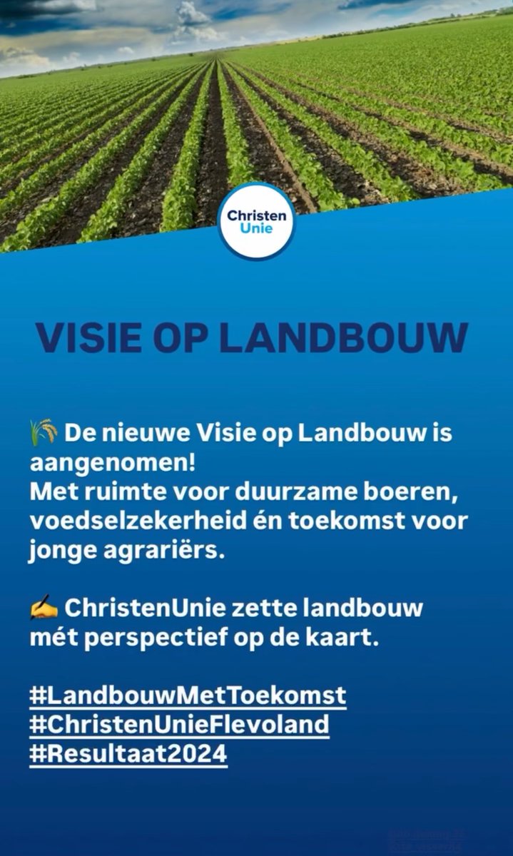 CUFlevoland's tweet photo. Elke maandag in augustus: een terugblik op de resultaten in periode 2024-2025! 💙💪🏼

Vandaag nummer 2! #VisieopLandbouw https://t.co/eUgHJi3jew