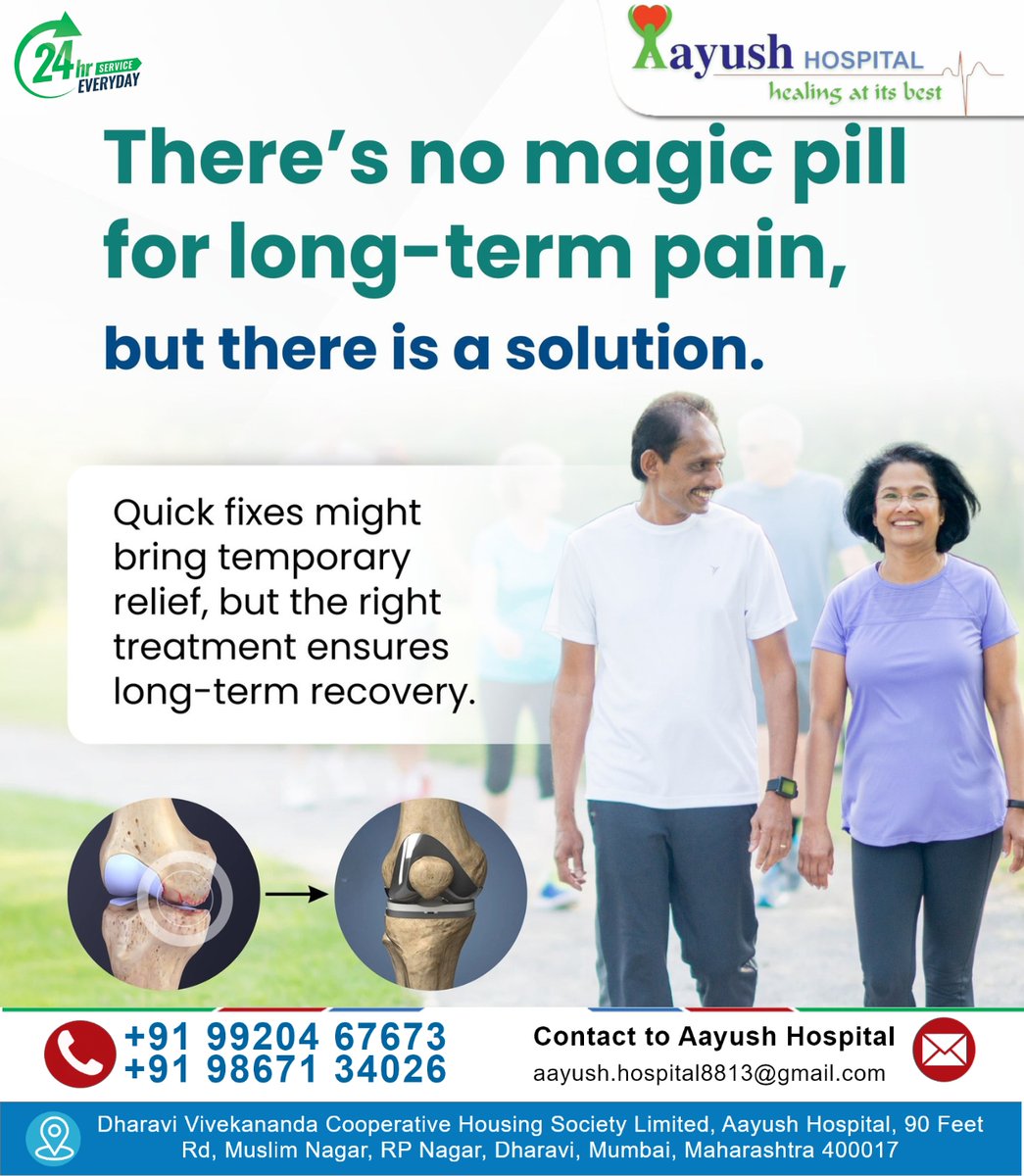 Aayushhospital1's tweet image. 💡 There’s No Magic Pill for Long-Term Pain… But There Is a Solution!
Quick fixes may give you short relief, but the right treatment brings lasting recovery.
Trust Aayush Hospital for expert care and a healthier tomorrow.
#AayushHospital #PainRelief #LongTermRecovery #SpineCare