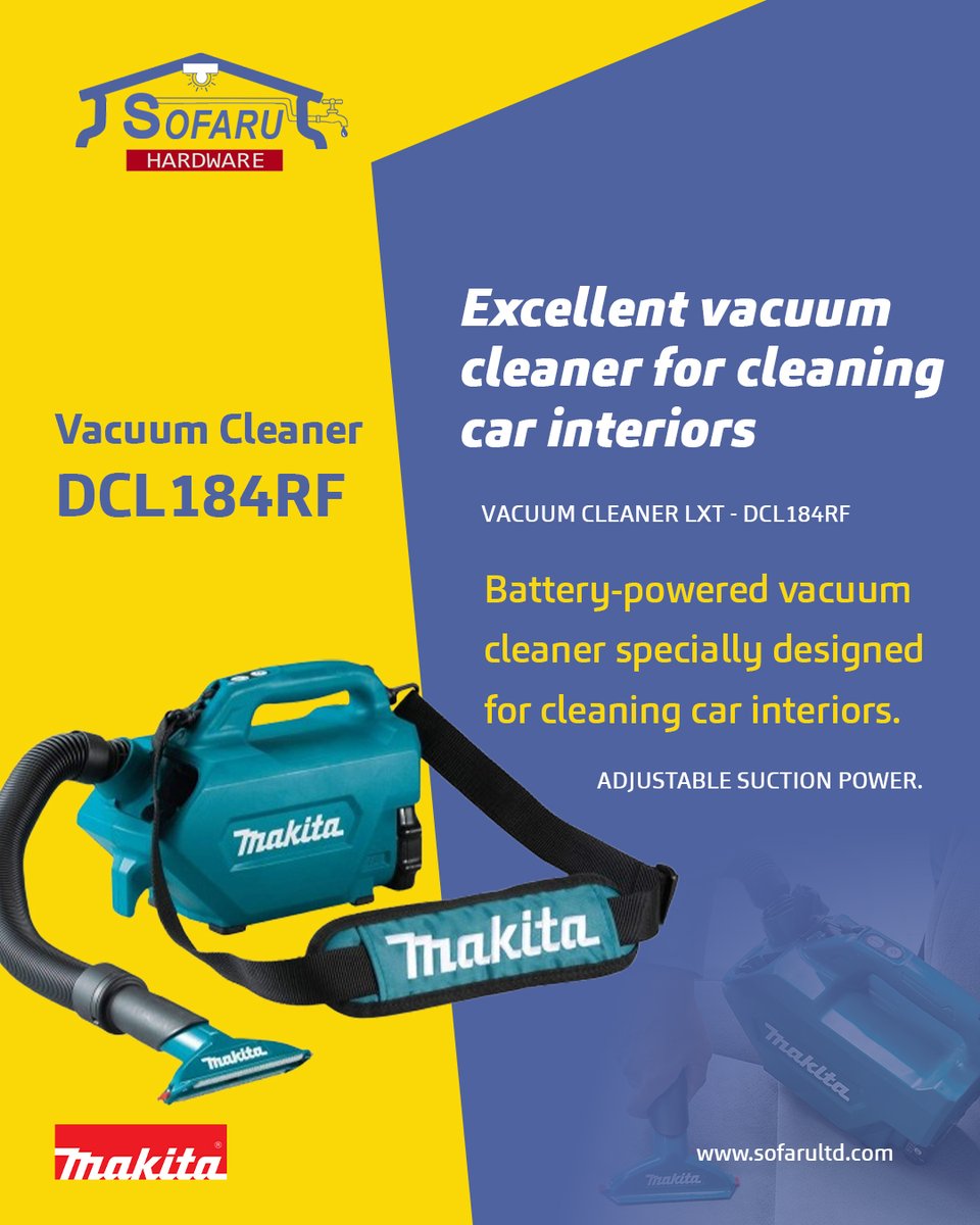 sofarultd's tweet photo. Makita 18V LXT® DCL184 Vacuum Cleaner — Compact Power for Every Detail

Keep your car spotless with Makita’s cordless DCL184, designed for car interiors and tight spaces. 

📞 0786394551 for inquiries and price requests https://t.co/4mlZsMJwTQ