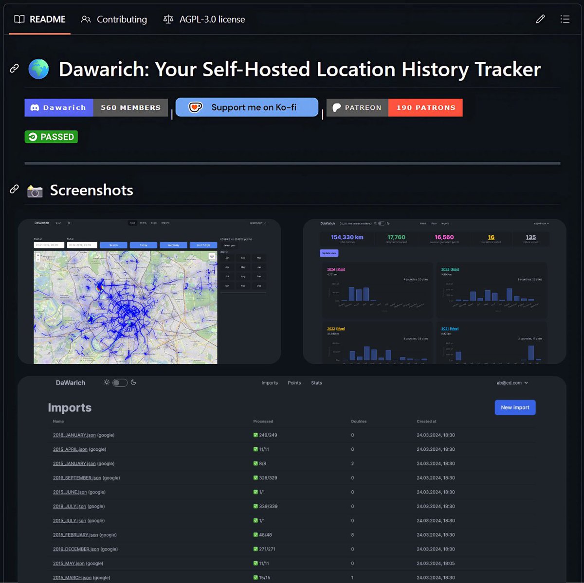 GithubProjects's tweet image. Replace Google Timeline with your own self-hosted open-source location tracker.